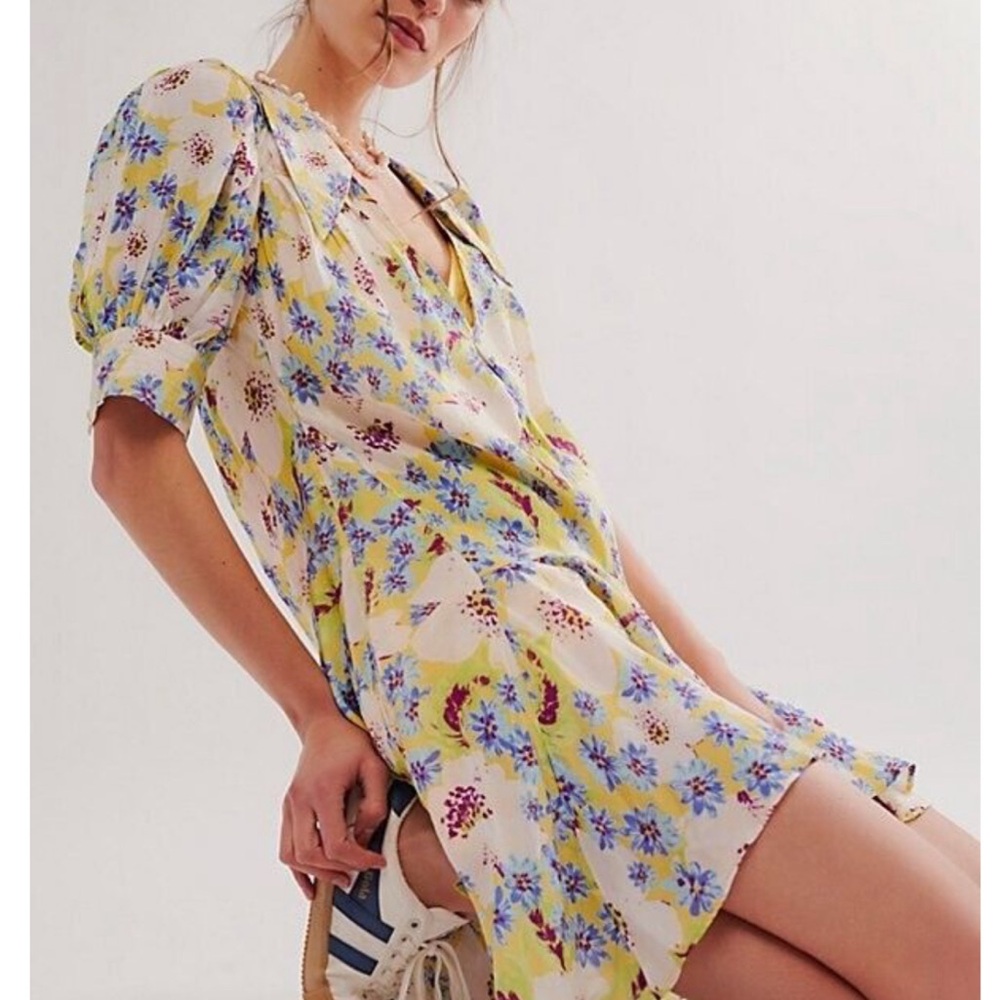 Free People Sugar Crush mini dress in lemon combo❤️ - Picture 3 of 7